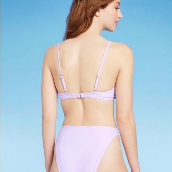 WILD FABLE BIKINI TOP WOMENS LILAC PURPLE UNDERWIRE FRONT TIE DETAIL NWT - Picture 4 of 8